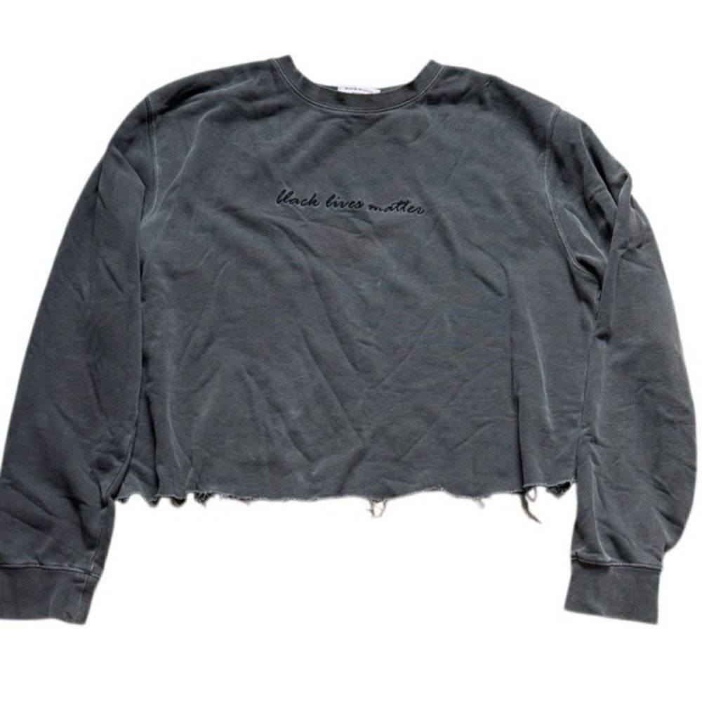 Phenomenal Black Lives Matter Embroidered Sweatshirt Gray Medium Cropped